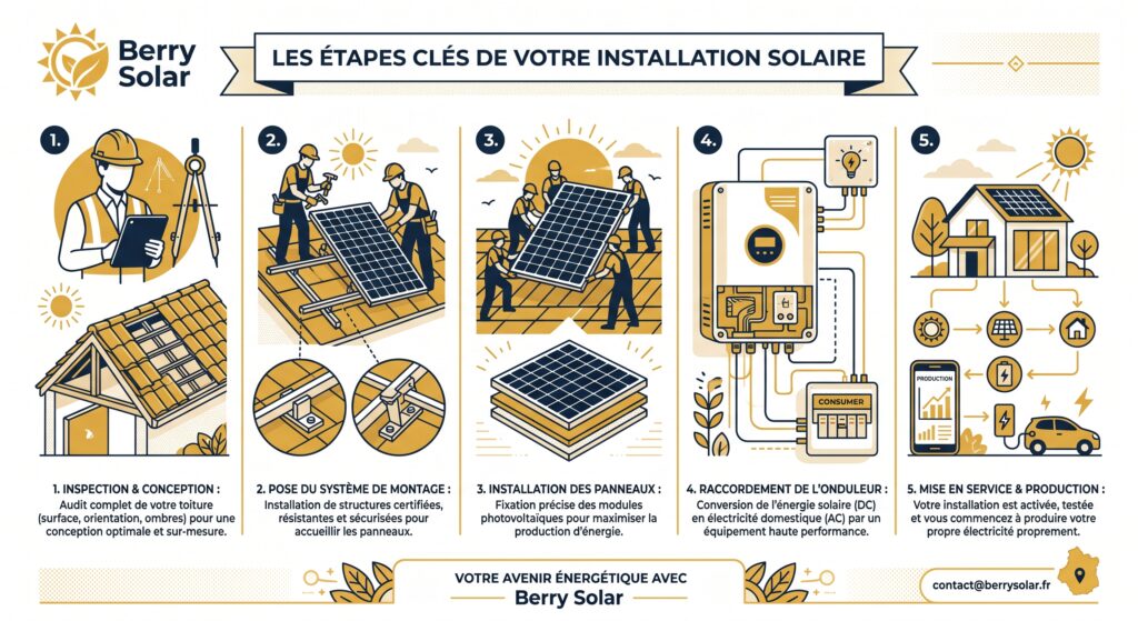 Les étapes d'installation de panneaux solaires photovoltaïques par Berry Solar